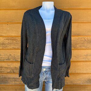 Cielo Dark Grey Cardigan Y2k Soft Pockets Sweater Size L